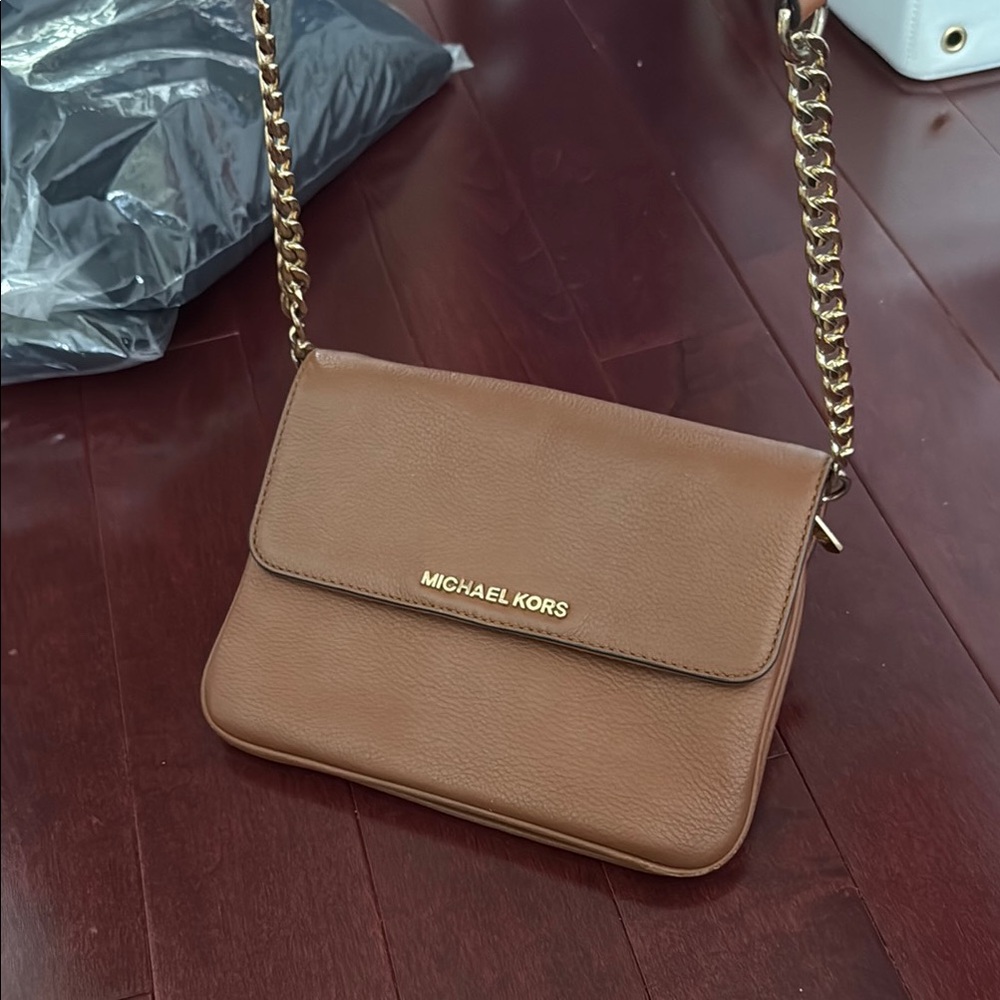 Michael Kors Brown Crossbody Bag with Gold Chain